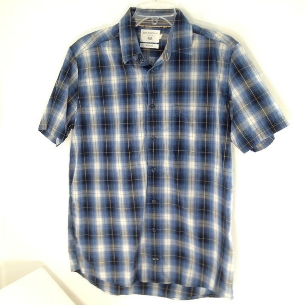 Bar Harbour Double Two Men’s Plaid Button Up Shirt Sleeve Size Medium